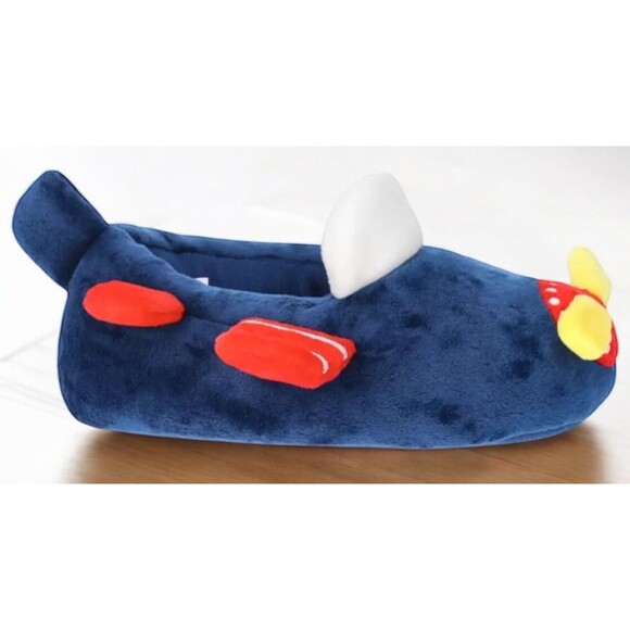 Wonder Nation Toddler Airplane Slippers Boys Girls 7/8 Plush House Shoes NEW - Picture 2 of 6